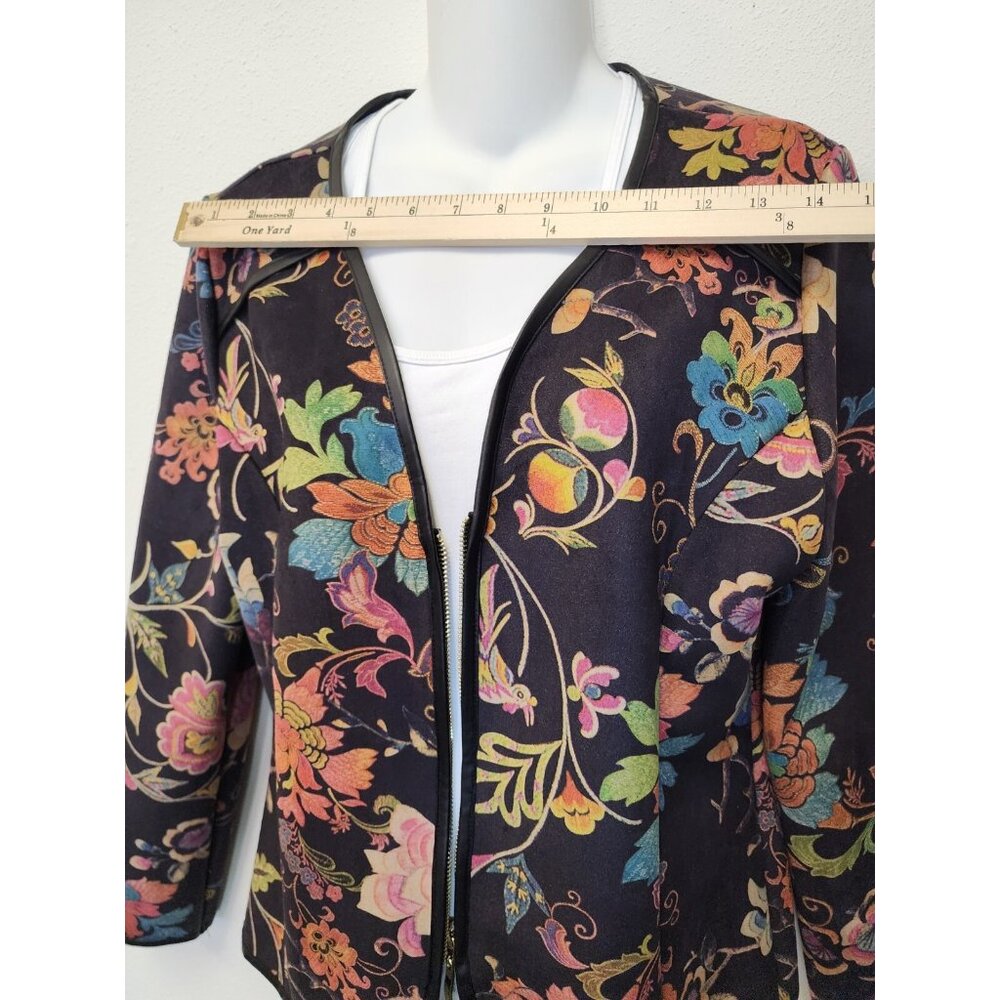 Lauren Hansen Blazer Jacket Women Medium Colorful Floral Zip Art Festival - Picture 6 of 11